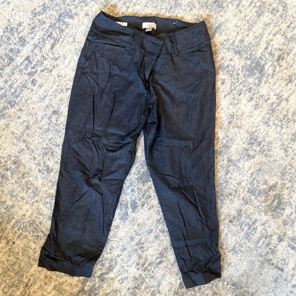 LOFT Curvy Crop Denim Dress Pants
